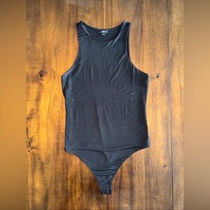 Express Body Contour Black High Neck Sleeveless Snap Bottom Thong Bodysuit S